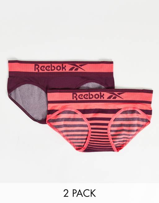 Reebok - Daris - Pakke med 2 par sømløse trusser i neonrød/bordeaux