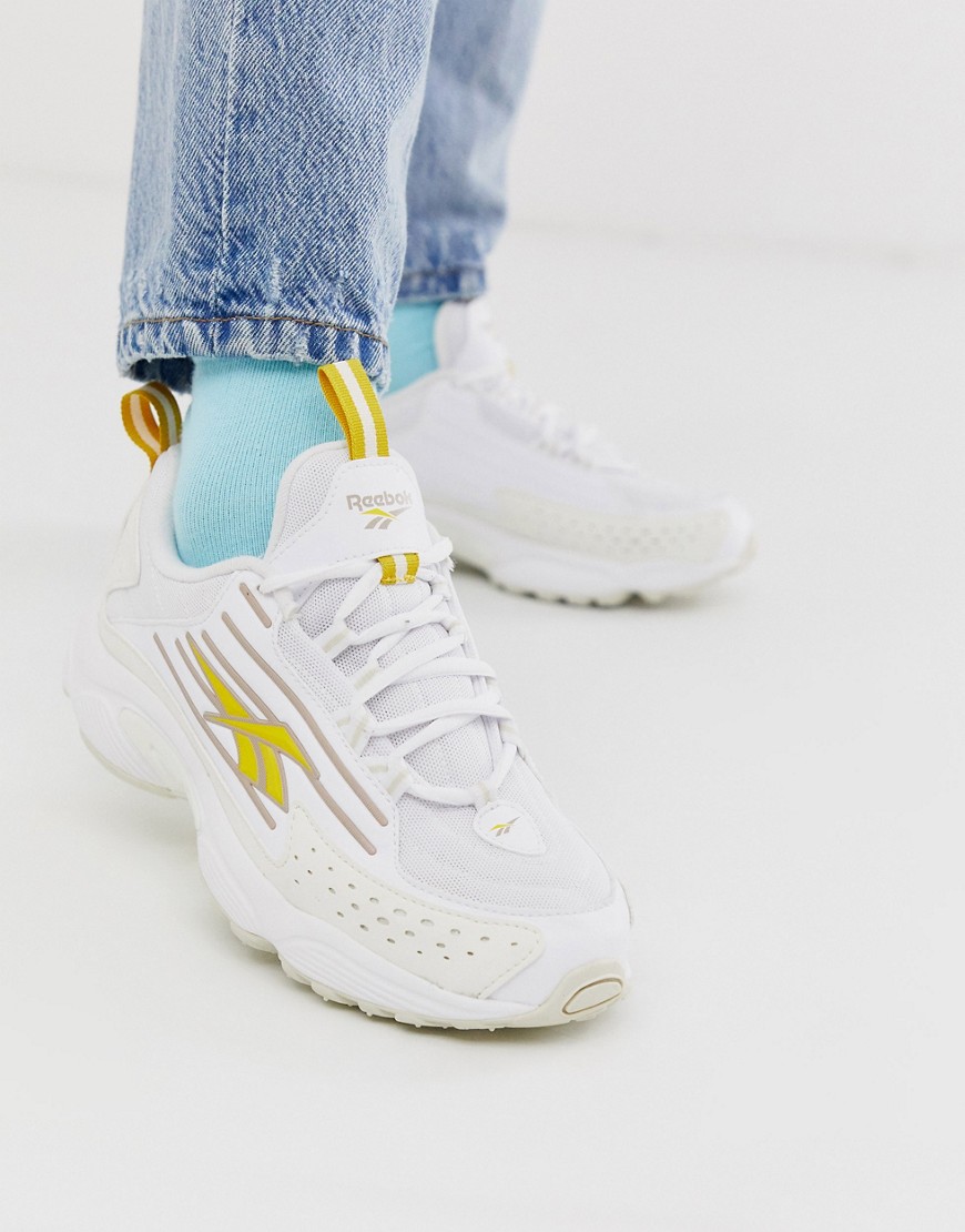 Reebok DMX 2K trainers in white and yellow