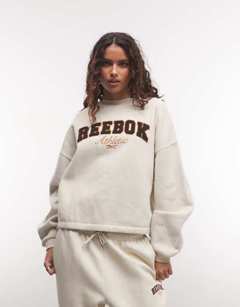 Reebok Elevated Athletic mock neck fleece sweatshirt in beige - view 1