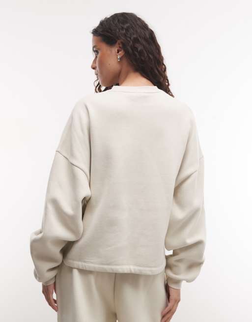 Reebok Elevated Athletic sudadera polar con cuello subido en beige, 4 de 4