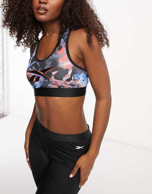 Reebok Emily crop top in black abstract print