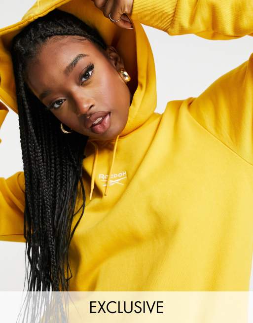 Reebok Exclusivit ASOS Sweat capuche coupe boyfriend logo Jaune