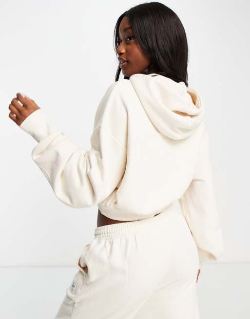 Reebok Felpa con cappuccio corta bianco sporco CREAM ASOS