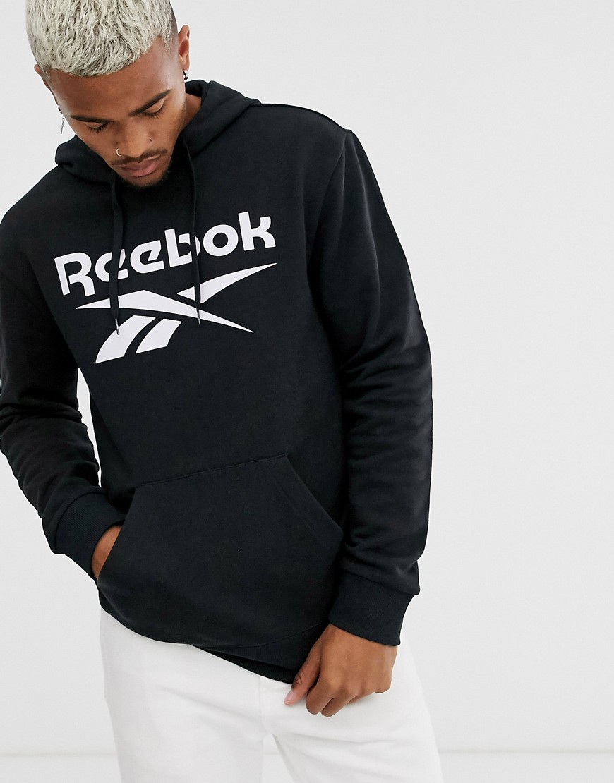 Reebok - Felpa nera con cappuccio e logo vector-Nero