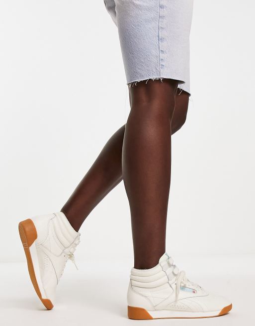 Reebok Freestyle Hi sneakers in chalk with gum sole ASOS