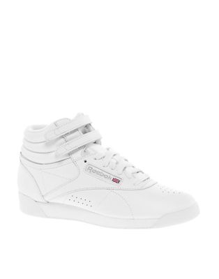 reebok freestyle white high top trainers