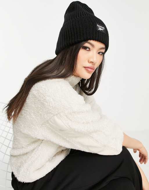 Reebok - Geribbelde beanie in zwart