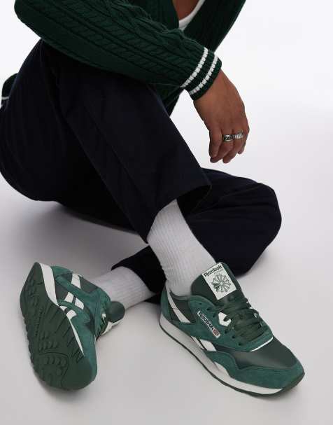Reebok - Grønne og hvide klassiske sneakers i nylon - view 1