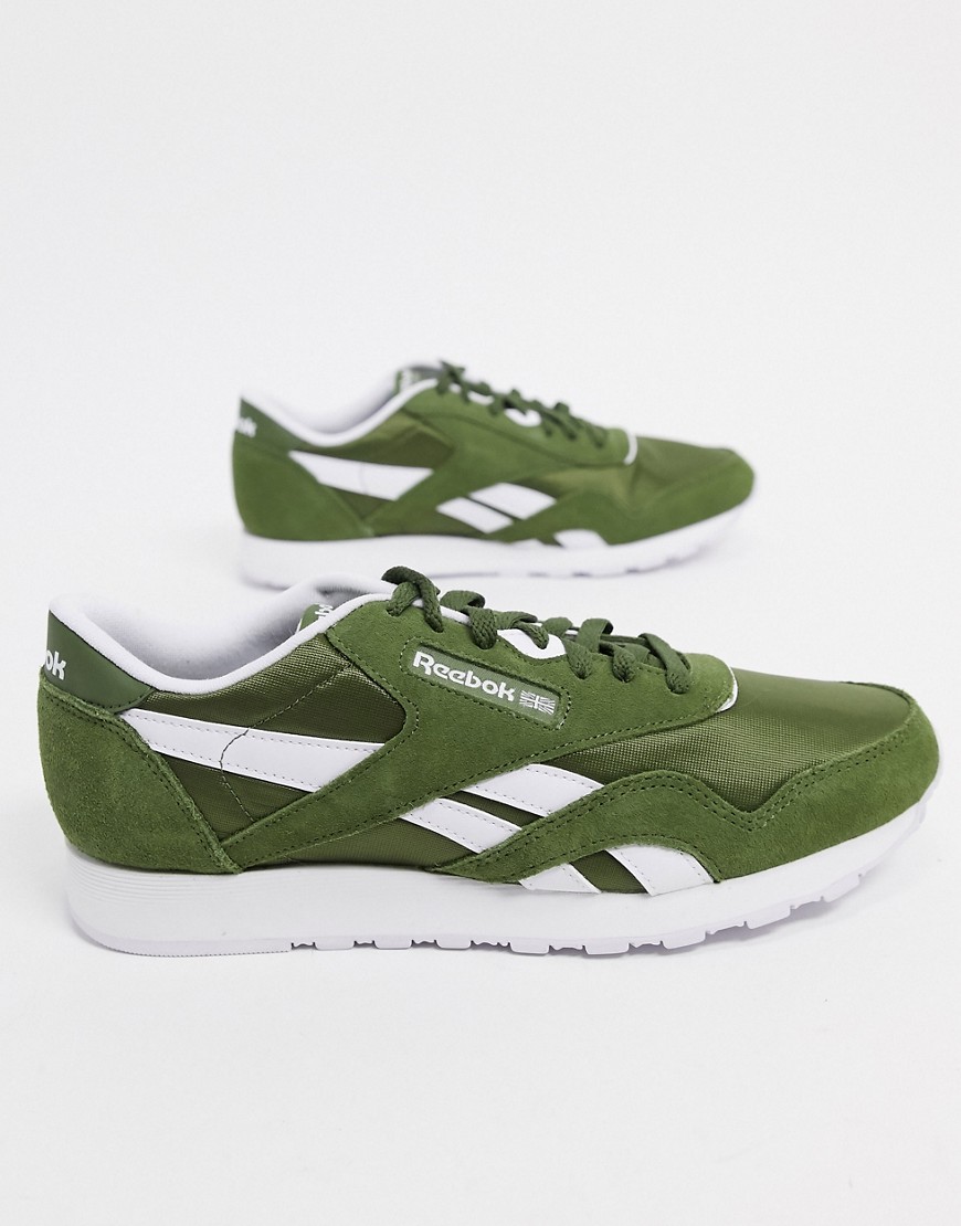 Reebok – Gröna, klassiska sneakers i nylon