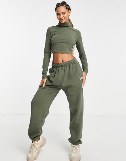 Reebok high neck crop top in olive green exclusive to ASOS ASOS