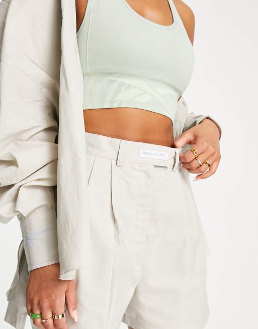 Reebok high waisted tailored shorts in beige, 2 of 4