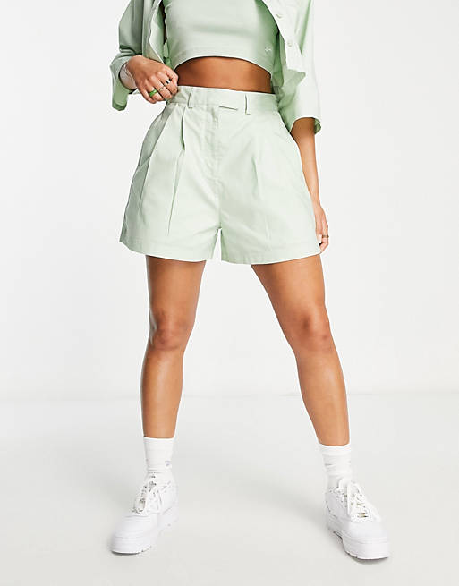 Reebok high waisted tailored shorts in mint green - exclusive to ASOS