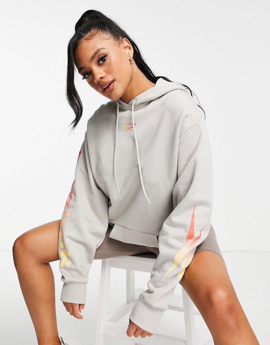 Reebok hoodie in sand stone with vector arm detail-Neutral