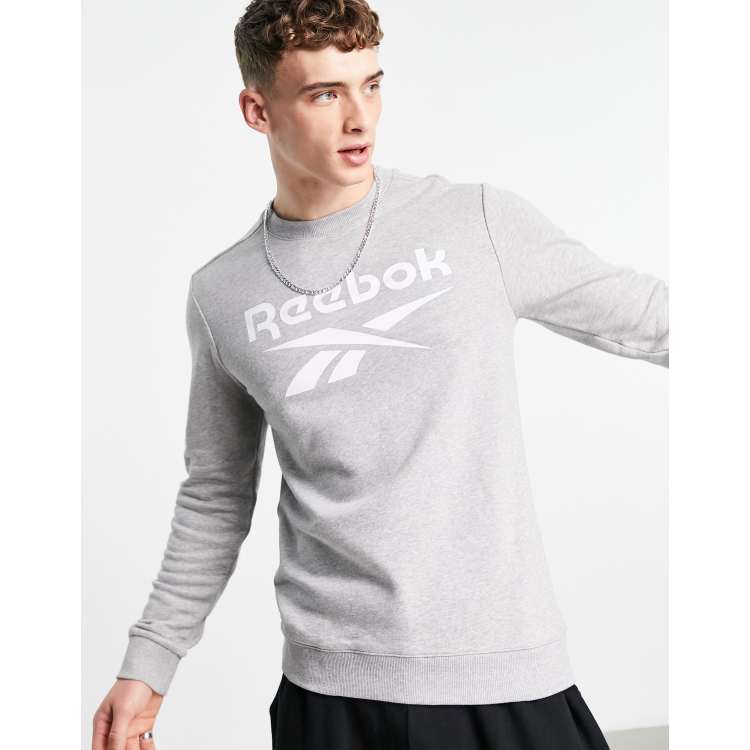 Reebok identity big logo crew neck sweatshirt in medium gray ASOS