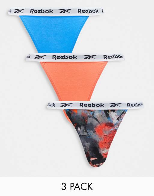 Reebok Womens 3 Pack Cotton Thong Elasticated Waistband Knickers Underwear