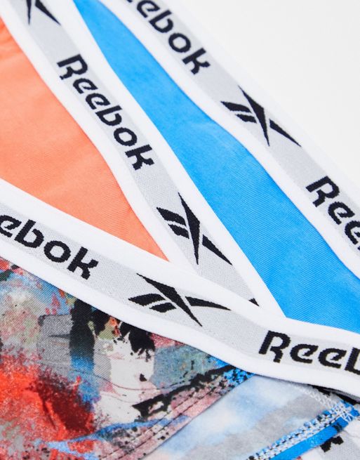 Reebok 3 PACK - Thong - grey marl white batik blue/grey - Zalando.de
