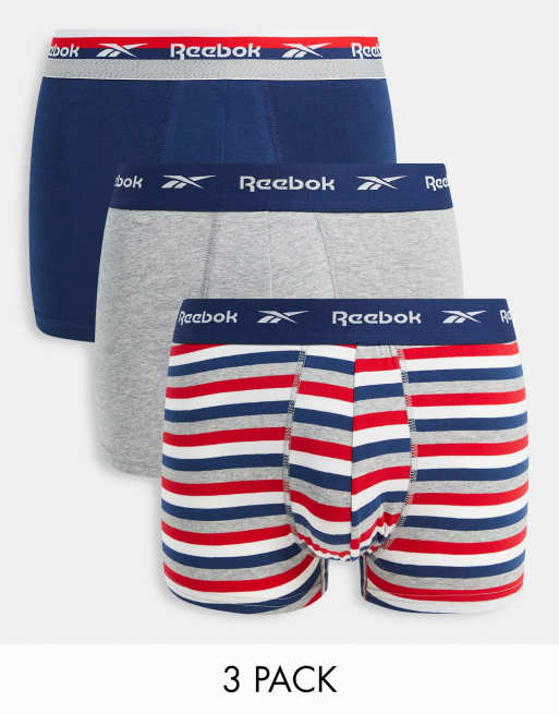 Reebok jaxon trunks 3 pack in blue and grey 