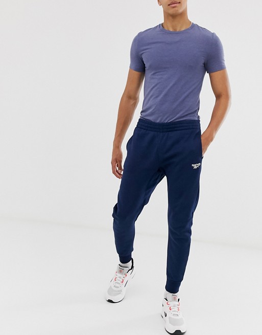 Reebok joggers with small logo in navy