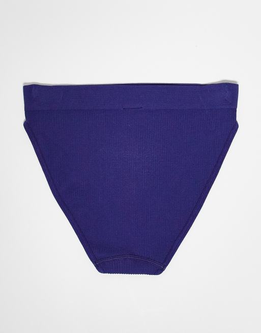 Reebok – Kamila – 3er-Pack nahtlose, gerippte Slips in Lila, Blaugrün und Orange, 3 von 4