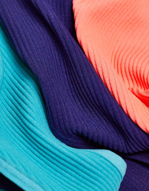 Reebok - Kamila - Pakke med 3 par sømløse briefs i lilla/blågrøn/orange ribstrik, 4 af 4