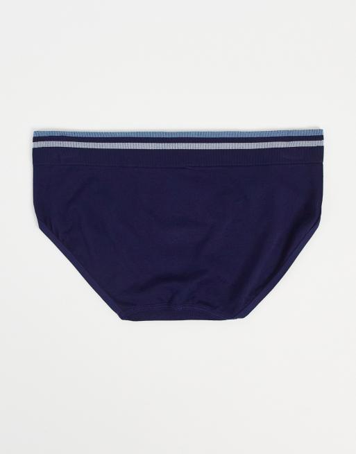 Reebok Kerys 2 pack briefs with stripe logo waistband in blue and cream, 2 of 4