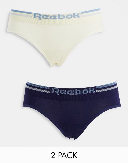 Reebok Kerys Lot de 2 culotte avec taille ray e logo Bleu et cr me