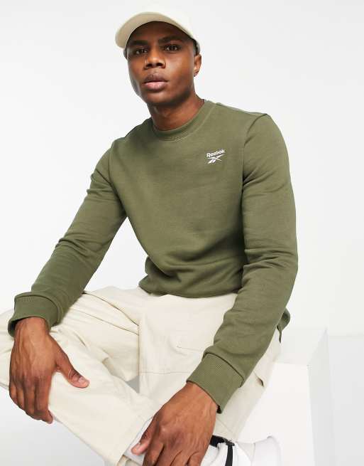 Reebok – Khakifärgad sweatshirt med liten logga