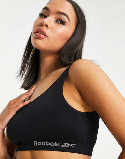 Reebok - Kira - Naadloze cropped bh in zwart