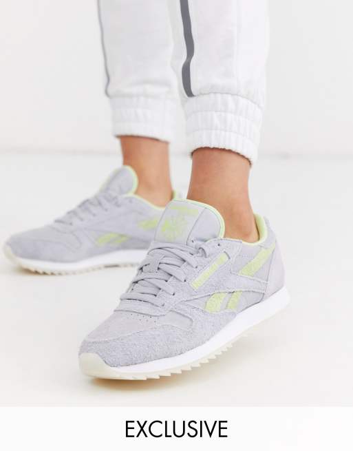 Reebok classic premium grey hot sale trainers