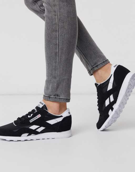 Reebok - Klassiske nylon-sneakers i hvid og sort