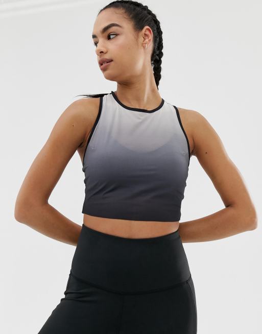Reebok Kort Svart Traningstopp Med Ombre Effekt Asos