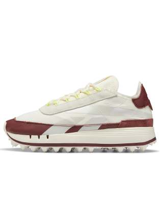 Reebok Legacy 83 sneakers in white with burgundy details