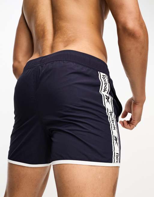 Reebok Lloyd swim shorts with side taping in navy and white, 3 of 4