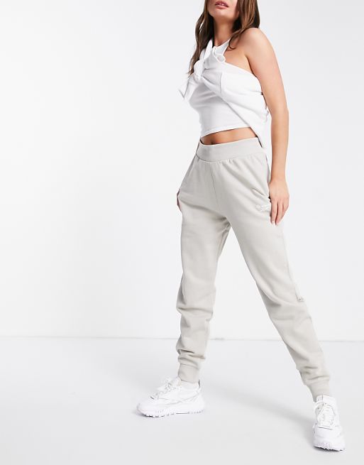 Reebok logo cuffed joggers in oatmeal