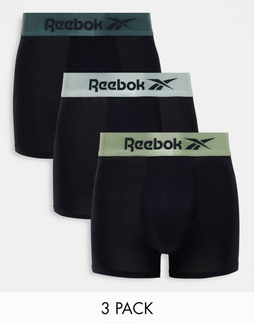 Reebok - Lorenzo - Lot de 3 boxers en bambou avec taille brillante - Noir