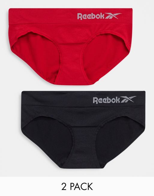 Reebok Lot de 2 slips sans coutures Noir et rouge ASOS