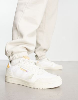 Reebok LT Court trainers in white and orange  - ASOS Price Checker