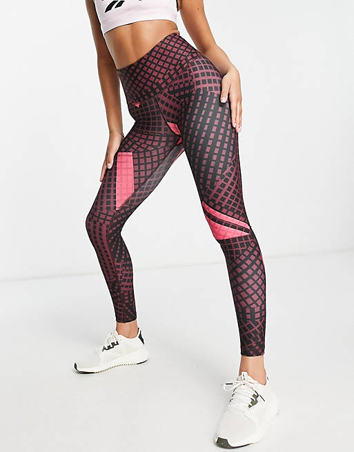 Attempt Visible hostility Reebok Lux Bold high-rise printed leggings in maroon | ASOS