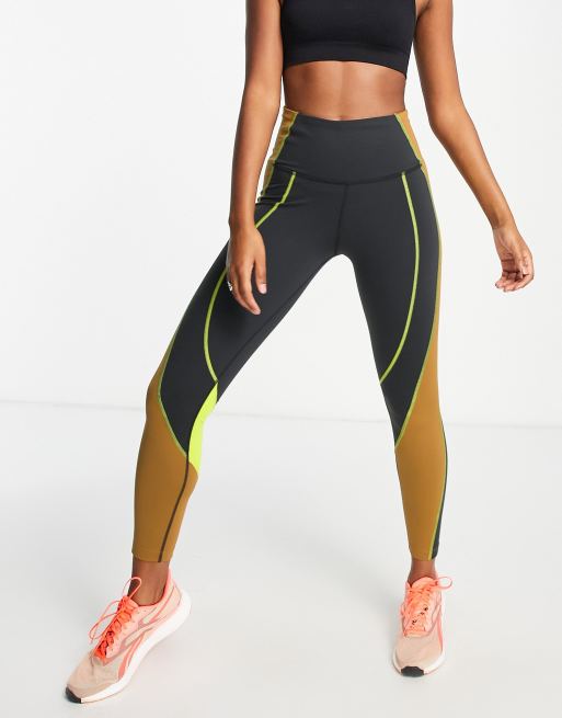 Reebok Lux leggings with colour black in black