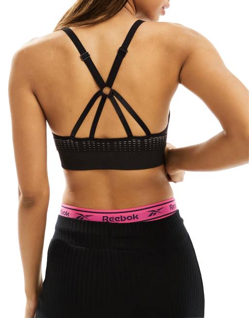 Reebok Maryna seamless sports bra in black print, 2 of 4