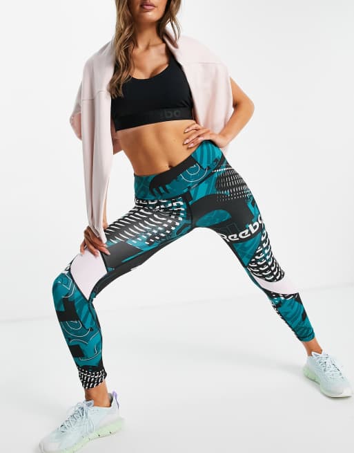 Reebok Meet You There 7 8 training leggings in heritage teal