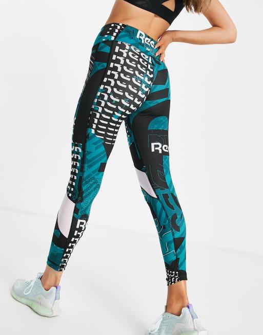 Reebok Meet You There 7 8 training leggings in heritage teal