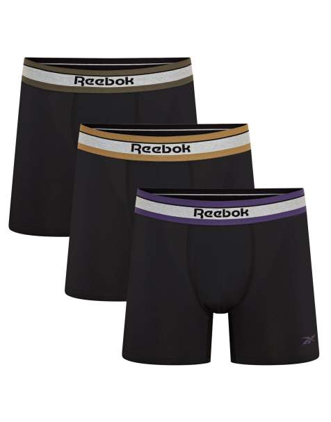 Reebok Mens reebok 3 pack angus sports trunks black in black - view 1