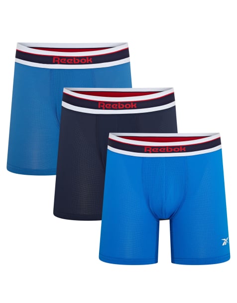 Reebok Mens reebok 3 pack anselm sports trunks vector blue/navy/twilight blue in multi - view 1