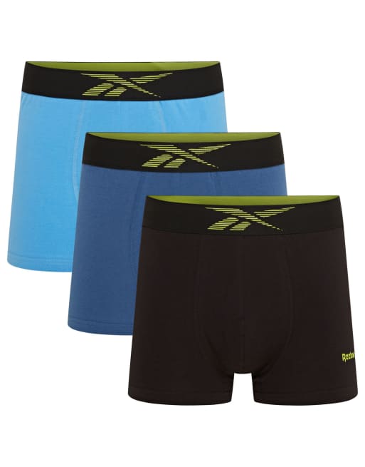 Reebok Mens reebok 3 pack dash trunks black/batik blue/essential blue in multi