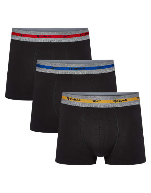 Reebok Mens reebok 3 pack maddox trunks black in black