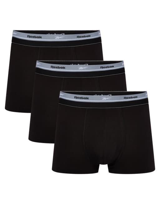Reebok Mens reebok 3 pack mika trunks black in black