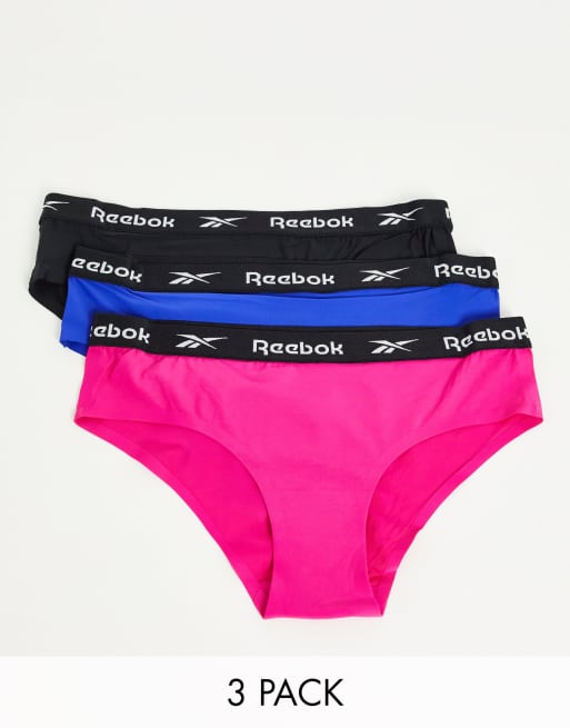 Reebok - Molly - Pakke med 3 par trusser med logolinning i sort/pink/koboltblå