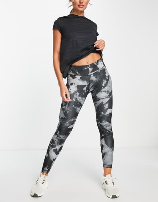 Running Allover Print Leggings (Plus Size) - Night Black | Reebok