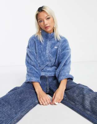 Reebok MYT Cozy 1/4 zip sweatshirt in blue borg - ASOS Price Checker